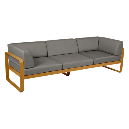 Fermob Bellevie 3-Seater Club Sofa – Gingerbread frame with Grey Taupe fabric – outdoor sofa, Ireland