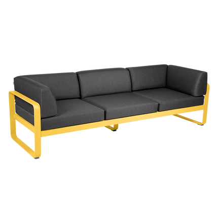 Fermob Bellevie 3-Seater Club Sofa – Honey frame with Graphite Grey fabric – outdoor sofa for hotels & restaurants, Ireland