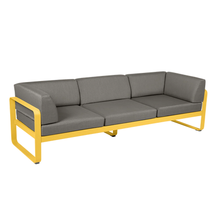 Fermob Bellevie 3-Seater Club Sofa – Honey frame with Grey Taupe fabric – outdoor sofa for hotels & restaurants, Ireland