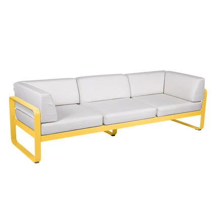 Fermob Bellevie 3-Seater Club Sofa – Honey frame with Off-White fabric – outdoor sofa for hotels & restaurants, Ireland