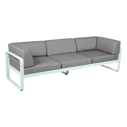 Fermob Bellevie 3-Seater Club Sofa – Ice Mint frame with Flannel Grey fabric – outdoor sofa for hotels & restaurants, Ireland