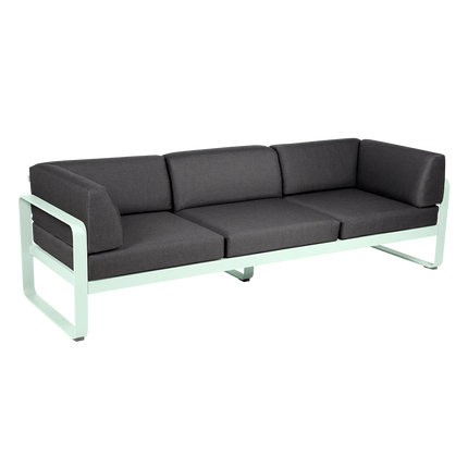 Fermob Bellevie 3-Seater Club Sofa – Ice Mint frame with Graphite Grey fabric – outdoor sofa, Ireland