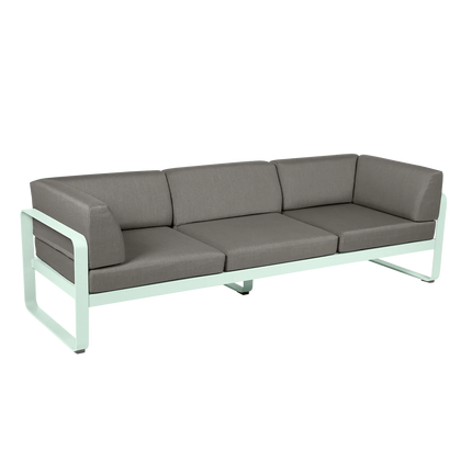 Fermob Bellevie 3-Seater Club Sofa – Ice Mint frame with Grey Taupe fabric – outdoor sofa for hotels & restaurants, Ireland