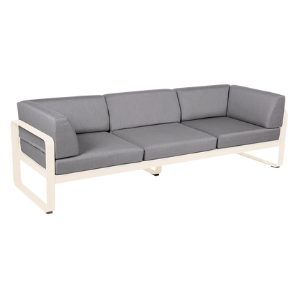 Fermob Bellevie 3-Seater Club Sofa – Latte Beige frame with Flannel Grey fabric – outdoor sofa, Ireland