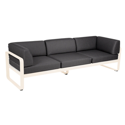 Fermob Bellevie 3-Seater Club Sofa – Latte Beige frame with Graphite Grey fabric – outdoor sofa, Ireland