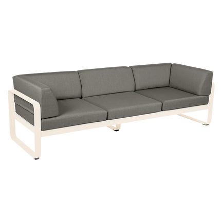 Fermob Bellevie 3-Seater Club Sofa – Latte Beige frame with Grey Taupe fabric – outdoor sofa, Ireland