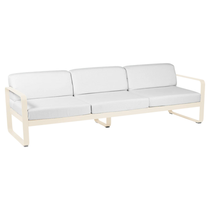 Fermob Bellevie 3-Seater Club Sofa – Latte Beige frame with Off-White fabric – outdoor sofa for hotels & restaurants, Ireland
