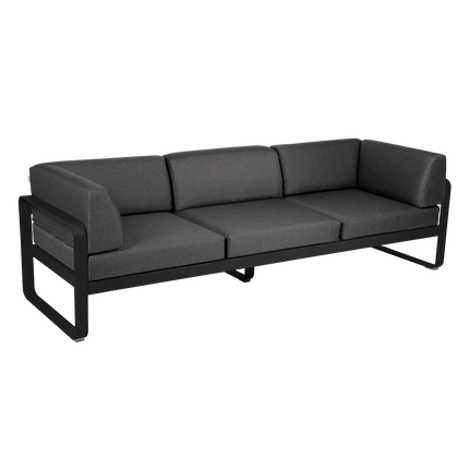 Fermob Bellevie 3-Seater Club Sofa – Liquorice frame with Graphite Grey fabric – outdoor sofa, Ireland