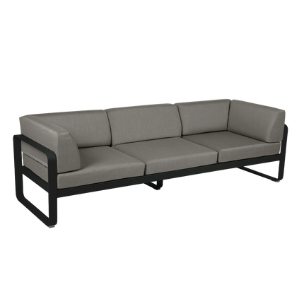 Fermob Bellevie 3-Seater Club Sofa – Liquorice frame with Grey Taupe fabric – outdoor sofa for hotels & restaurants, Ireland