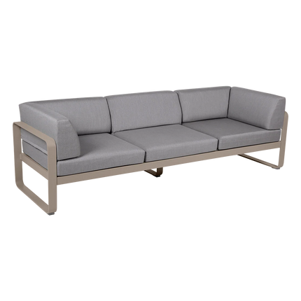 Fermob Bellevie 3-Seater Club Sofa – Nutmeg frame with Flannel Grey fabric – outdoor sofa for hotels & restaurants, Ireland