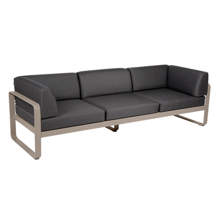 Fermob Bellevie 3-Seater Club Sofa – Nutmeg frame with Graphite Grey fabric – outdoor sofa for hotels & restaurants, Ireland