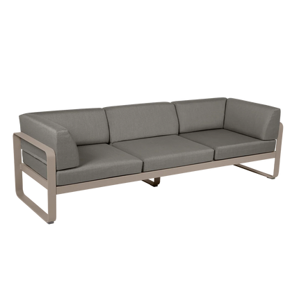 Fermob Bellevie 3-Seater Club Sofa – Nutmeg frame with Grey Taupe fabric – outdoor sofa for hotels & restaurants, Ireland