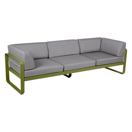Fermob Bellevie 3-Seater Club Sofa – Pesto Green frame with Flannel Grey fabric – outdoor sofa, Ireland