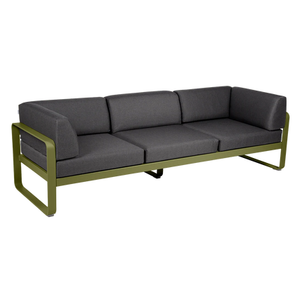 Fermob Bellevie 3-Seater Club Sofa – Pesto Green frame with Graphite Grey fabric – outdoor sofa, Ireland
