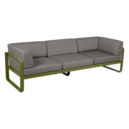 Fermob Bellevie 3-Seater Club Sofa – Pesto Green frame with Grey Taupe fabric – outdoor sofa, Ireland