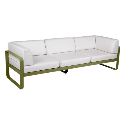 Fermob Bellevie 3-Seater Club Sofa – Pesto Green frame with Off-White fabric – outdoor sofa for hotels & restaurants, Ireland