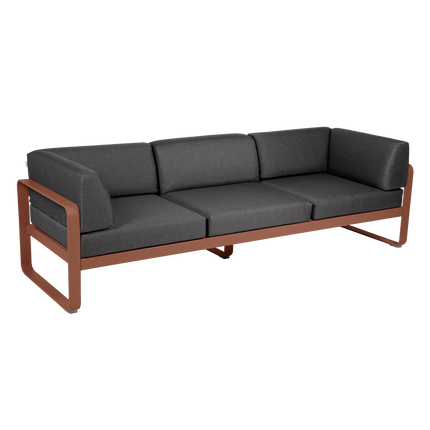 Fermob Bellevie 3-Seater Club Sofa – Red Ochre frame with Graphite Grey fabric – outdoor sofa, Ireland