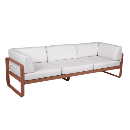 Fermob Bellevie 3-Seater Club Sofa – Red Ochre frame with Off-White fabric – outdoor sofa for hotels & restaurants, Ireland