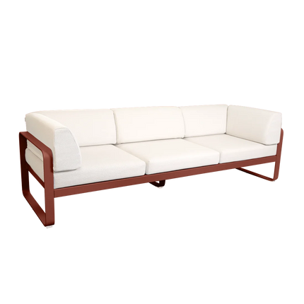 Fermob Bellevie 3-Seater Club Sofa – Red Ochre frame with Pearl fabric – outdoor sofa for hotels & restaurants, Ireland
