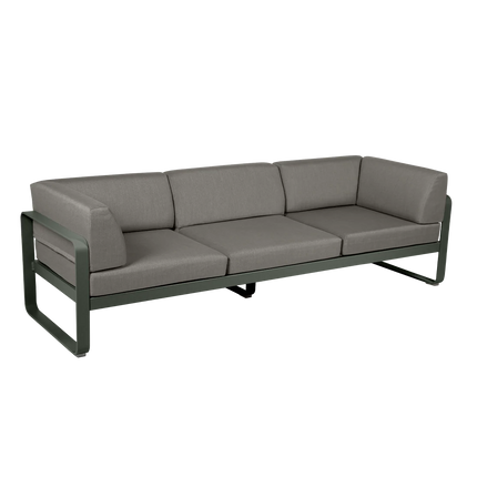 Fermob Bellevie 3-Seater Club Sofa – Rosemary frame with Grey Taupe fabric – outdoor sofa for hotels & restaurants, Ireland