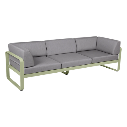 Fermob Bellevie 3-Seater Club Sofa – Willow Green frame with Flannel Grey fabric – outdoor sofa, Ireland