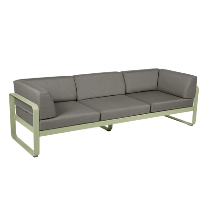 Fermob Bellevie 3-Seater Club Sofa – Willow Green frame with Grey Taupe fabric – outdoor sofa, Ireland