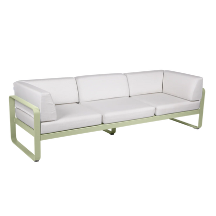 Fermob Bellevie 3-Seater Club Sofa – Willow Green frame with Off-White fabric – outdoor sofa, Ireland