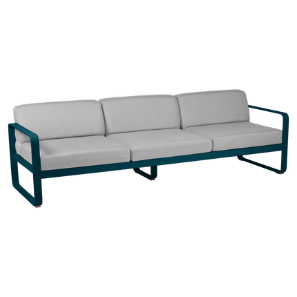 Fermob Bellevie 3-Seater Outdoor Sofa – Acapulco Blue frame with Flannel Grey fabric – outdoor sofa, Ireland