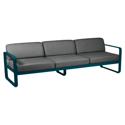 Fermob Bellevie 3-Seater Outdoor Sofa – Acapulco Blue frame with Graphite Grey fabric – outdoor sofa, Ireland