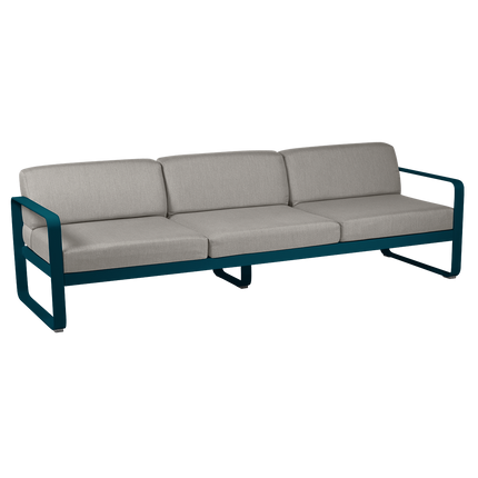 Fermob Bellevie 3-Seater Outdoor Sofa – Acapulco Blue frame with Grey Taupe fabric – outdoor sofa, Ireland