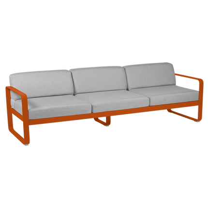Fermob Bellevie 3-Seater Outdoor Sofa – Candied Orange frame with Flannel Grey fabric – outdoor sofa, Ireland