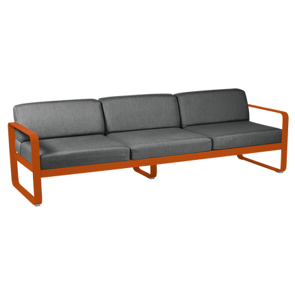 Fermob Bellevie 3-Seater Outdoor Sofa – Candied Orange frame with Graphite Grey fabric – outdoor sofa, Ireland