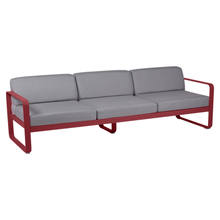 Fermob Bellevie 3-Seater Outdoor Sofa – Chilli frame with Flannel Grey fabric – outdoor sofa, Ireland