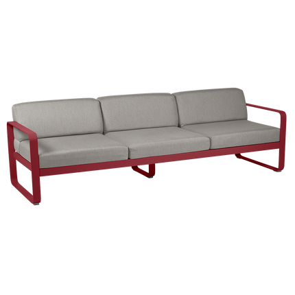 Fermob Bellevie 3-Seater Outdoor Sofa – Chilli frame with Grey Taupe fabric – outdoor sofa for hotels & restaurants, Ireland