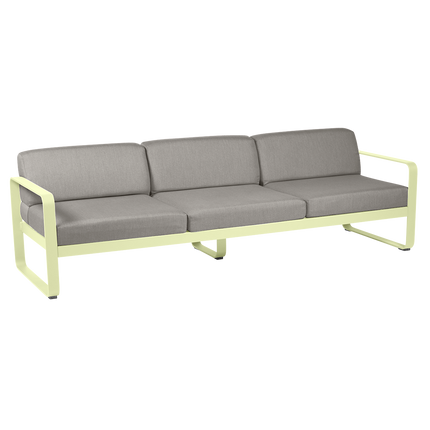 Fermob Bellevie 3-Seater Outdoor Sofa – Frosted Lemon frame with Grey Taupe fabric – outdoor sofa, Ireland