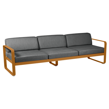 Fermob Bellevie 3-Seater Outdoor Sofa – Gingerbread frame with Graphite Grey fabric – outdoor sofa, Ireland