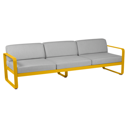 Fermob Bellevie 3-Seater Outdoor Sofa – Honey frame with Flannel Grey fabric – outdoor sofa for hotels & restaurants, Ireland