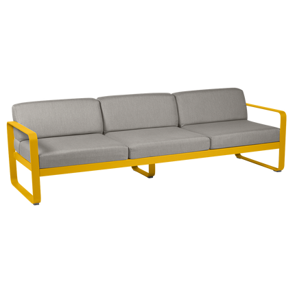 Fermob Bellevie 3-Seater Outdoor Sofa – Honey frame with Grey Taupe fabric – outdoor sofa for hotels & restaurants, Ireland