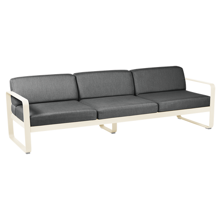 Fermob Bellevie 3-Seater Outdoor Sofa – Latte Beige frame with Graphite Grey fabric – outdoor sofa, Ireland
