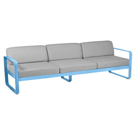 Fermob Bellevie 3-Seater Outdoor Sofa – Maya Blue frame with Flannel Grey fabric – outdoor sofa, Ireland
