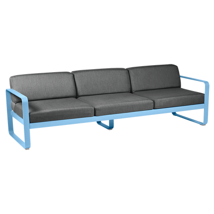 Fermob Bellevie 3-Seater Outdoor Sofa – Maya Blue frame with Graphite Grey fabric – outdoor sofa, Ireland