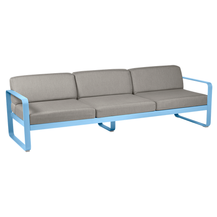 Fermob Bellevie 3-Seater Outdoor Sofa – Maya Blue frame with Grey Taupe fabric – outdoor sofa, Ireland