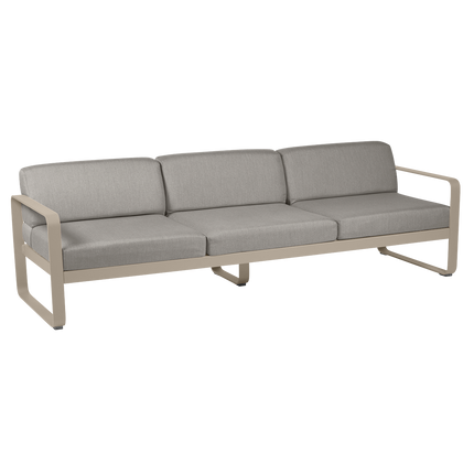 Fermob Bellevie 3-Seater Outdoor Sofa – Nutmeg frame with Grey Taupe fabric – outdoor sofa for hotels & restaurants, Ireland