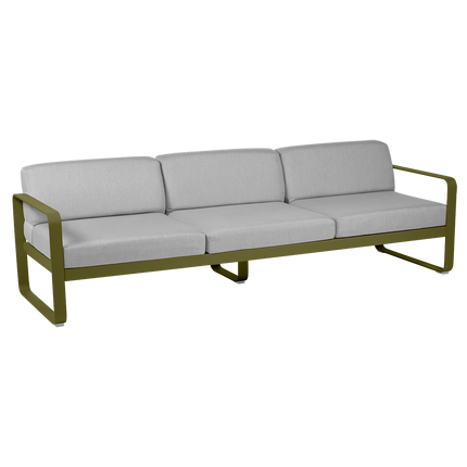 Fermob Bellevie 3-Seater Outdoor Sofa – Pesto Green frame with Flannel Grey fabric – outdoor sofa, Ireland