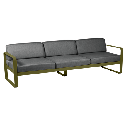 Fermob Bellevie 3-Seater Outdoor Sofa – Pesto Green frame with Graphite Grey fabric – outdoor sofa, Ireland