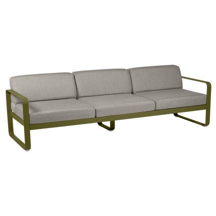 Fermob Bellevie 3-Seater Outdoor Sofa – Pesto Green frame with Grey Taupe fabric – outdoor sofa, Ireland