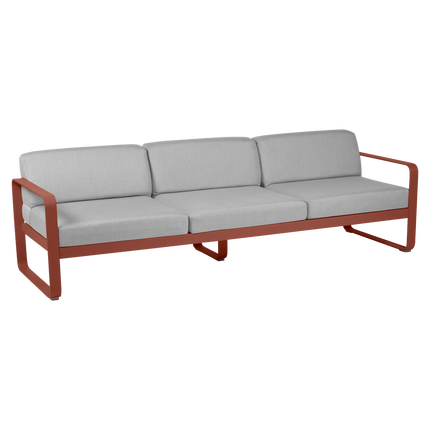 Fermob Bellevie 3-Seater Outdoor Sofa – Red Ochre frame with Flannel Grey fabric – outdoor sofa, Ireland