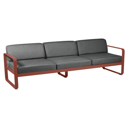 Fermob Bellevie 3-Seater Outdoor Sofa – Red Ochre frame with Graphite Grey fabric – outdoor sofa, Ireland