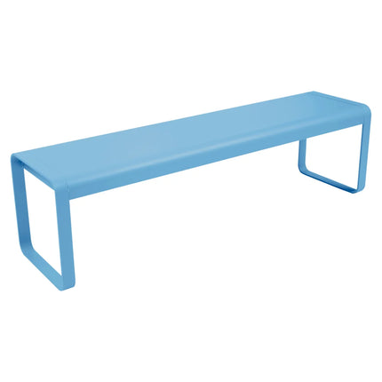 Fermob Bellevie Premium bench in Maya Blue – reinforced 3-seater outdoor bench for hotel and restaurant terraces, Ireland
