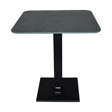 Capuccino bistro table 70x70 cm, basalt aluminium base with guatemala marble compact laminate top – contract grade for restaurant and café terraces